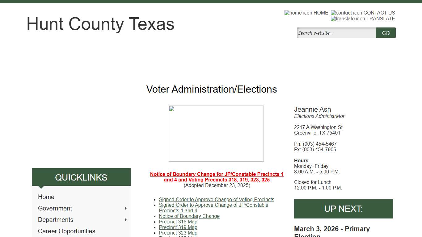Voter Registration/Elections - Hunt County