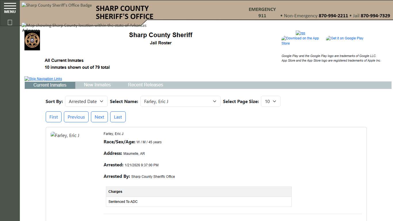 Inmate Roster - Released Inmates - Sharp County Sheriff AR