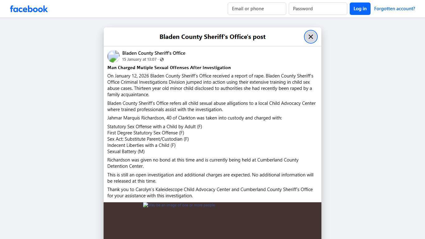 𝗠𝗮𝗻 𝗖𝗵𝗮𝗿𝗴𝗲𝗱 𝗠𝘂𝘁𝗶𝗽𝗹𝗲... - Bladen County Sheriff's Office Facebook